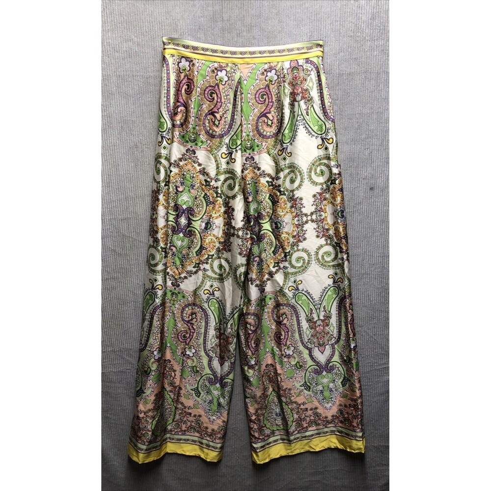 Fashion Nova Wide Leg Pants Large Paisley Brocade Satin